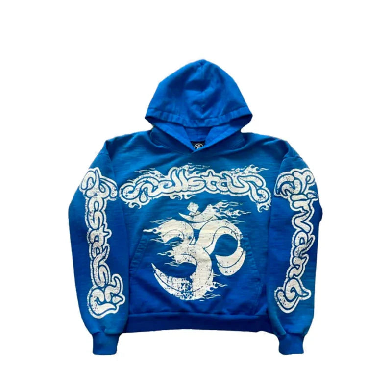 Hellstar Records Hoodie Blue White